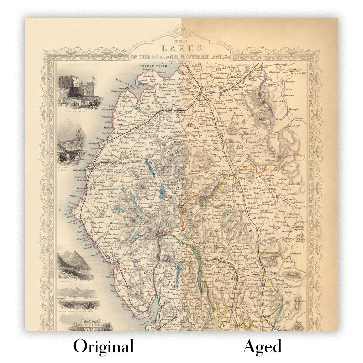 Image showing the difference between an Original map and an Aged toned map